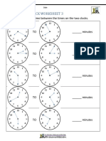 Elapsed Time Clock Worksheet 3: Work Out The Elapsed Time Between The Times On The Two Clocks