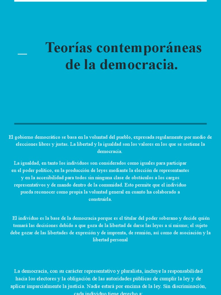 Teorías Contemporáneas de La Democracia | PDF | Democracia | Ideologías ...