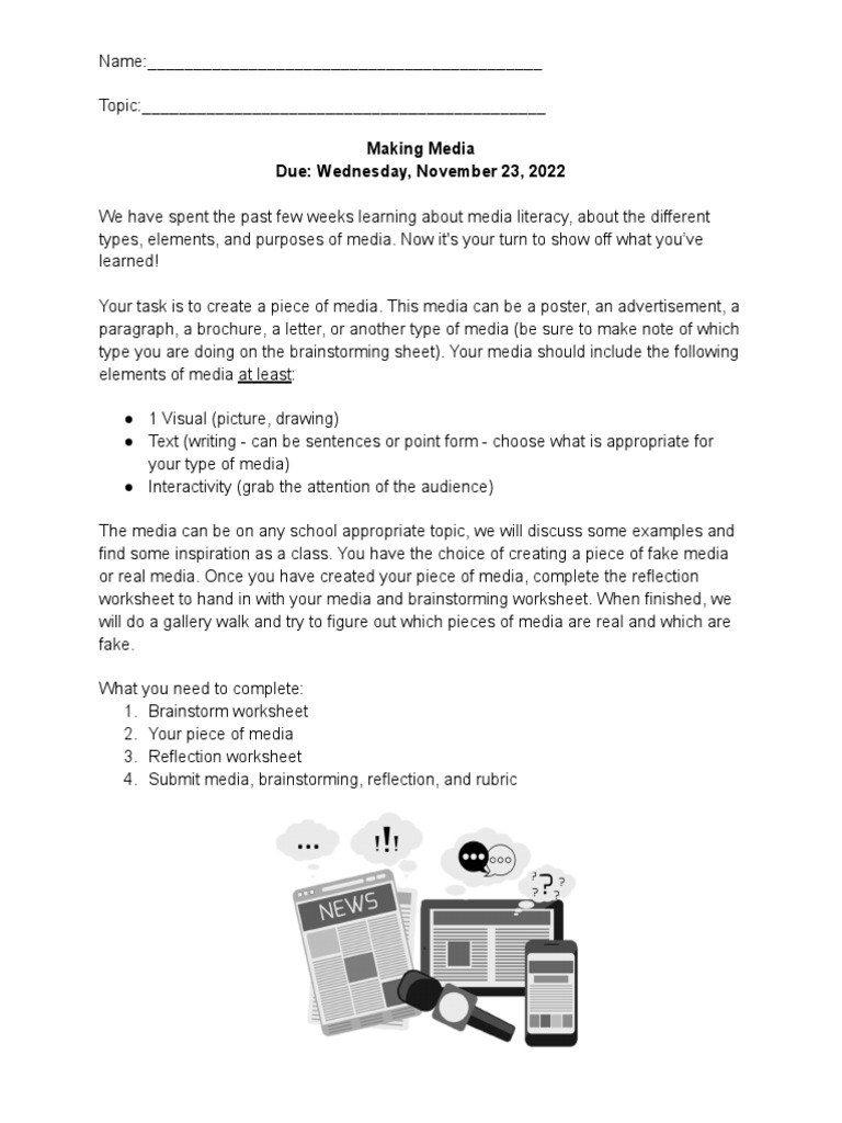 Media Creation Project Guidelines | PDF | Brainstorming | Communication