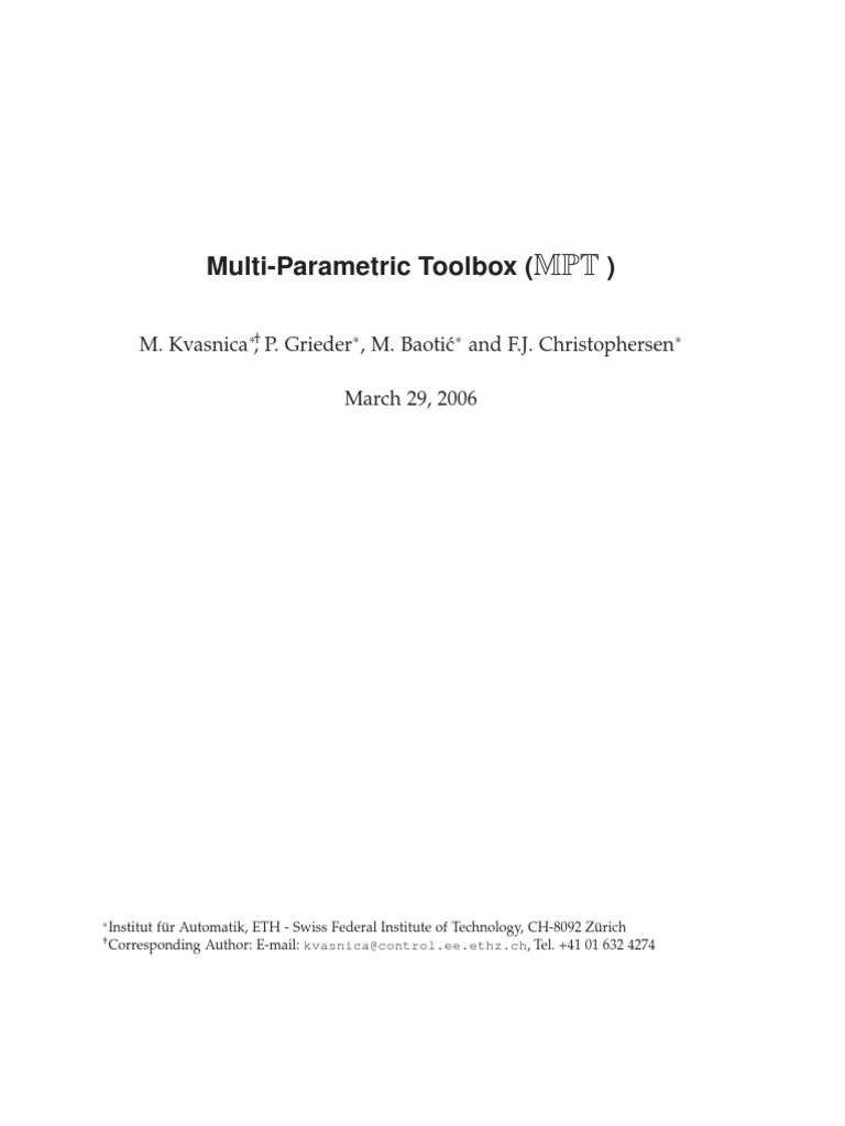 MPTmanual | PDF | Optimal Control | Mathematical Optimization