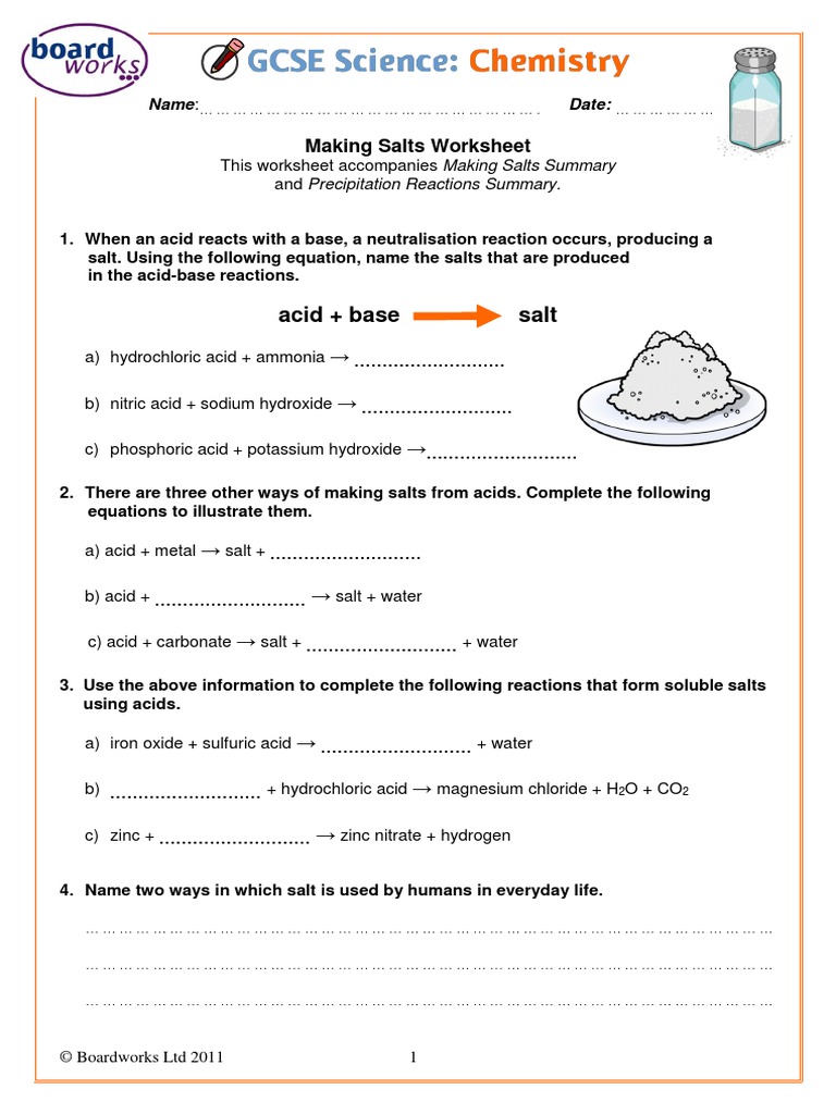 Making Salts Worksheet 1452167307 PDF Salt (Chemistry) Acid