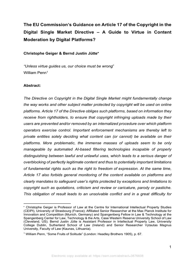 Digital single market directive a guide to virtue in content
