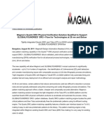 Magma’s Quartz DRC Physical Verification Solution Qualified to Support GLOBALFOUNDRIES’ DRC+ Flow for Technologies at 28 nm and Below 