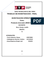 Trabajo de Investigacion - Final: Investigación Operativa Tema: Producto Innovador (IRON ICE)