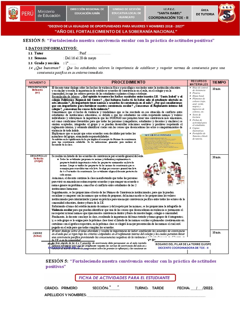 Normas para Convivencia Escolar Positiva | PDF | Salón de clases ...
