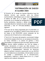 Comunica Postergación de Inicio de Clases 2023