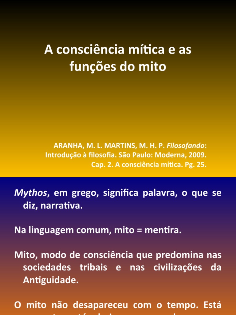 03 - 03 A Consciencia Mitica e As Funcoes Do Mito | PDF | Ciências ...