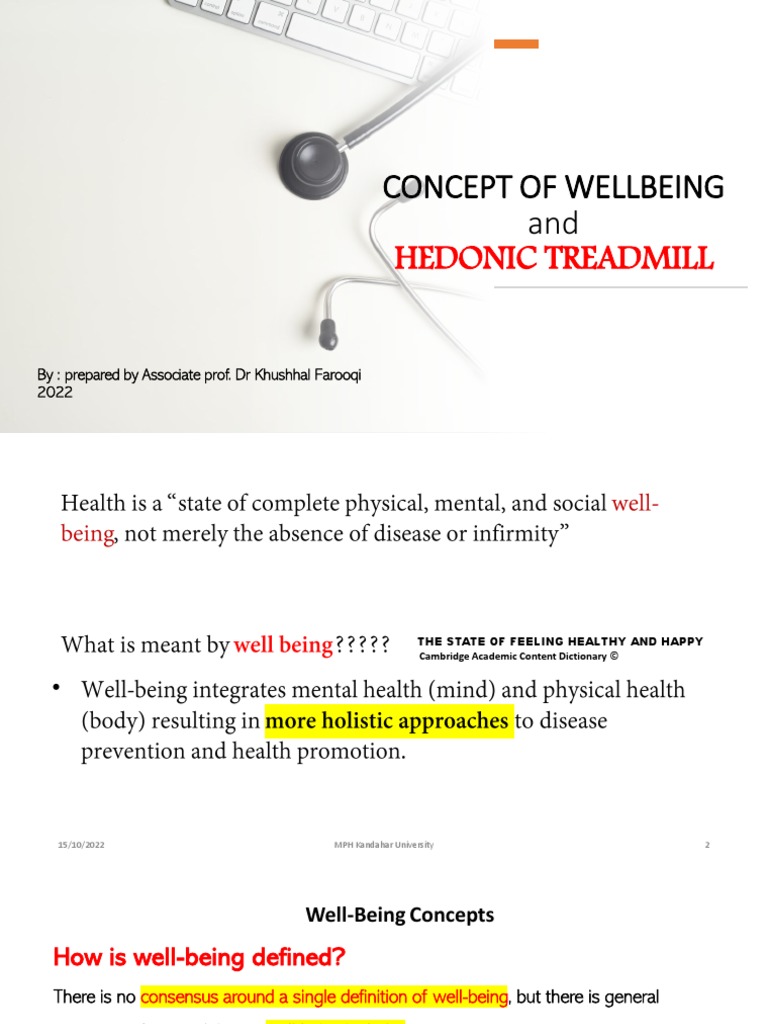 Concept of Wellbeing And Hedonic Treadmill PDF Quality Of Life