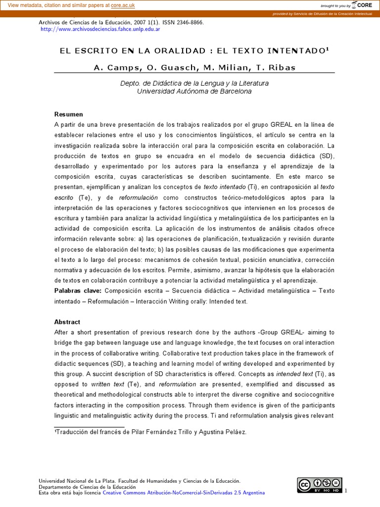 Texto Intentado en Composición Escrita | PDF | Lingüística | Aprendizaje