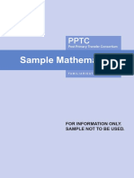 Sample Mathematics: For Information Only. Sample Not To Be Used