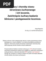 Urazy I Choroby Stawu Skroniowo-Żuchwowego I Ich Leczenie. Zwichnięcie Żuchwy-Badanie Kliniczne I Postępowanie Lecznicze