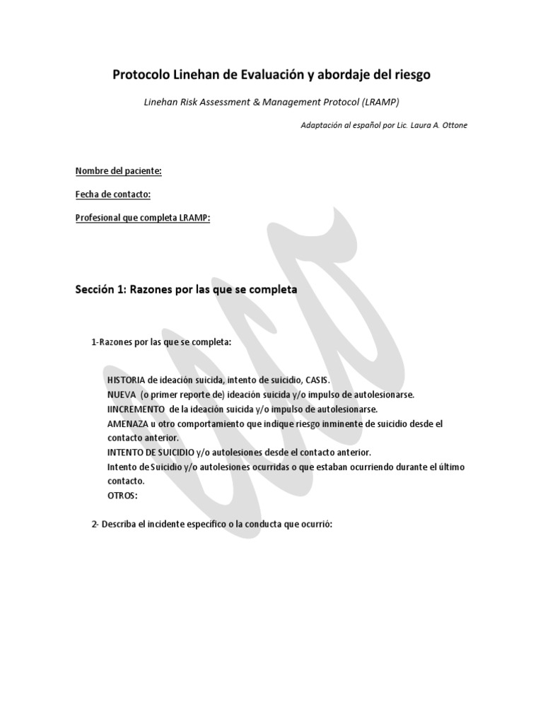 Protocolo LRAMP para Evaluación de Riesgo | PDF | Suicidio | Autolesiones