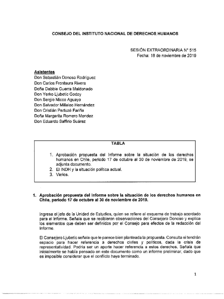 Acta 515 Consejo Indh 18 Nov 2019 | PDF