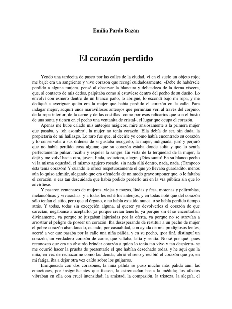 El corazón perdido de Emilia Pardo Bazán | PDF