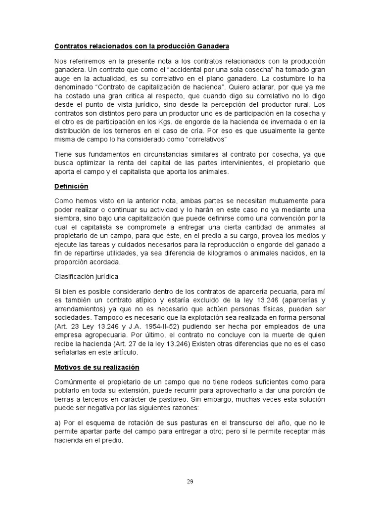 Contratos Relacionados Con La Producción Ganadera PDF