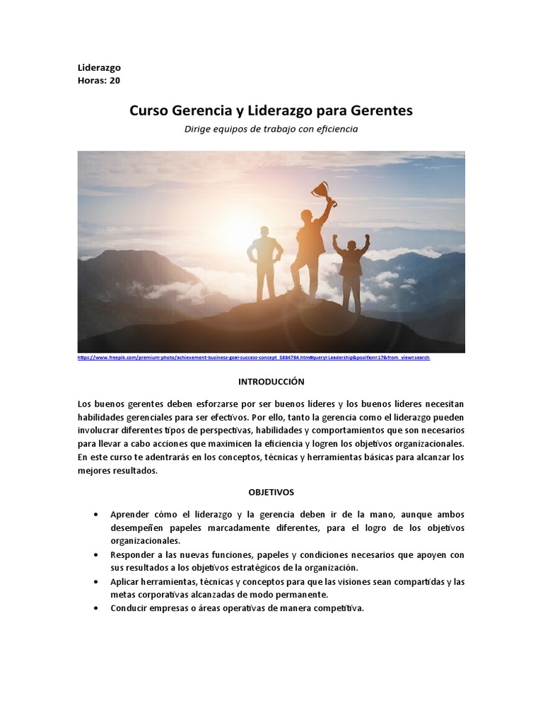Curso de Gerencia y Liderazgo para Gerentes | PDF | Liderazgo ...