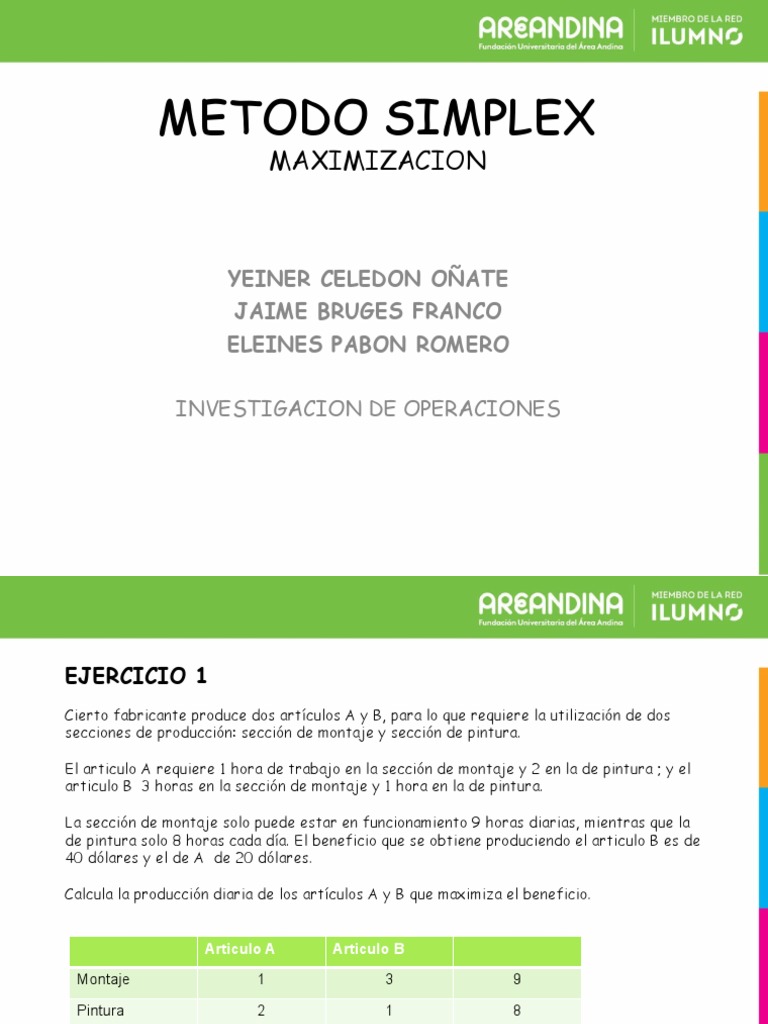 Optimización del Método Simplex | PDF | Análisis | Algoritmos y ...