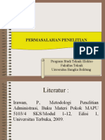 Permasalahan Penelitian: Program Studi Teknik Elektro Fakultas Teknik Unversitas Bangka Belitung