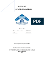 Makalah Filsafat Bahasa Biasa: Disusun Oleh: Muhammad Fawaz Fabio (2020401024) Siti Tamara (2010401003)