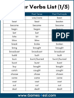 Irregular Verbs List PDF Printable
