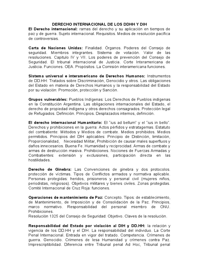 Derecho Internacional de Los DDHH y Dih | PDF | Ley humanitaria ...