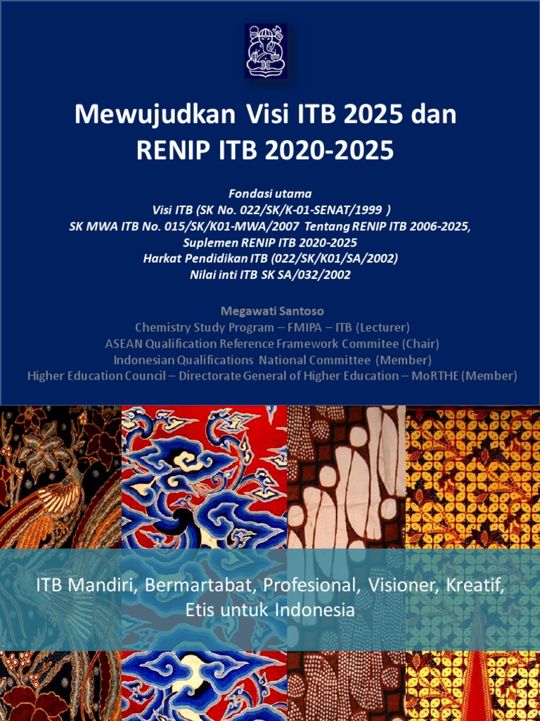 Mewujudkan Visi ITB 2025 Dan RENIP ITB 20202025MSA PDF Academia