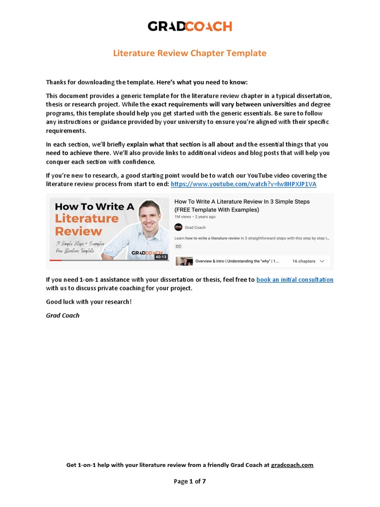 Literature Review Chapter Template Guide | PDF | Thesis | Academic Journal