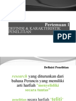 Definisi & Karakteristik Penelitian: Pertemuan 1