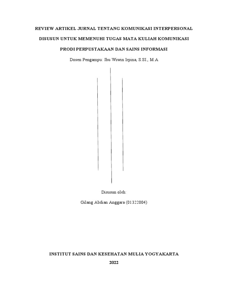 Review artikel jurnal tentang komunikasi interpersonal pdf