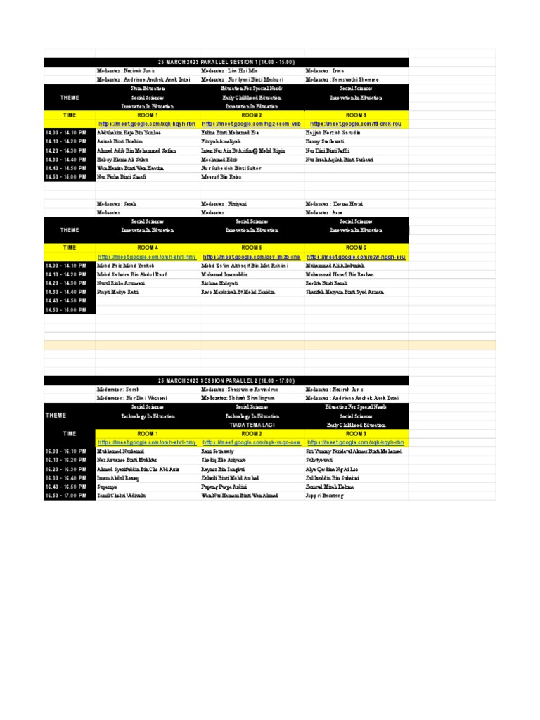 March 2023 Education Session Schedule | PDF