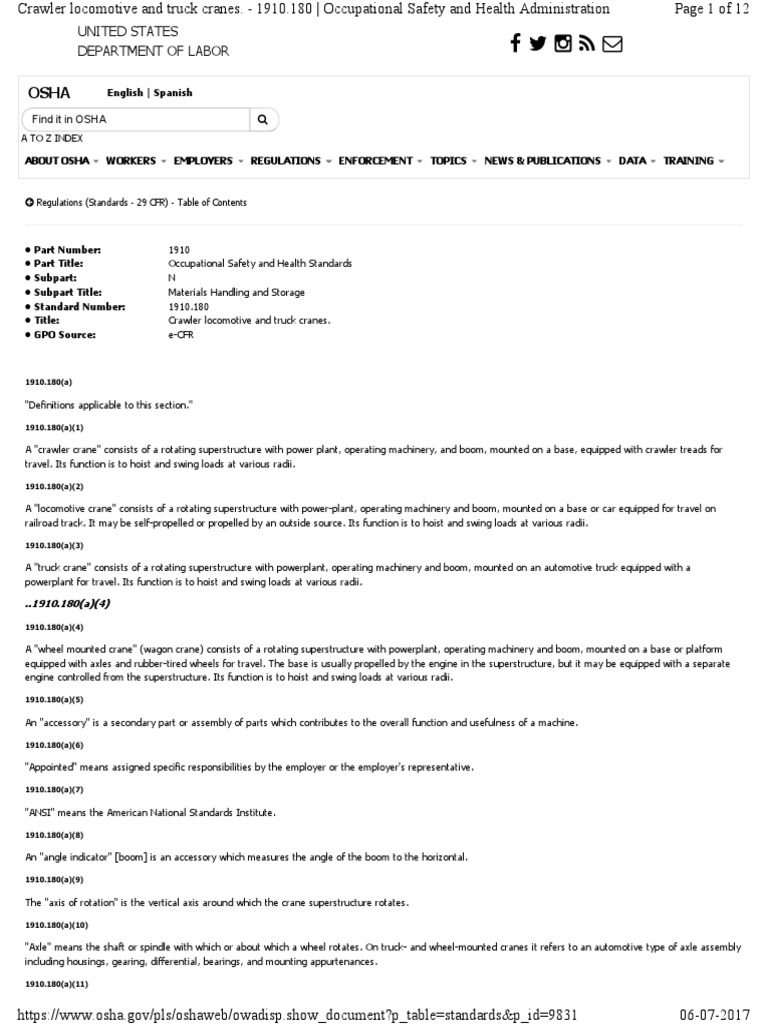 Osha 1910 180 materials handling and storage pdf crane machine axle