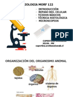 Histoembriologia Morf 122: - Introducción - Repaso Bio. Celular - Tejidos Básicos - Técnica Histológica - Microscopios