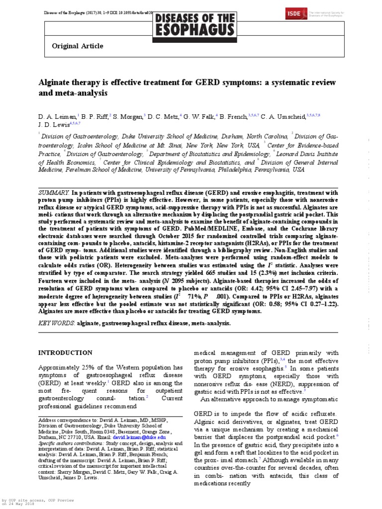 Alginate Therapy | PDF | Gastroesophageal Reflux Disease | Health Care