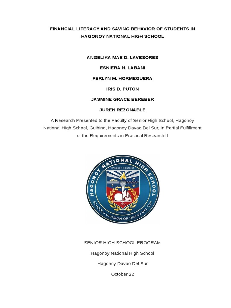 Financial Literacy and Student Savings | PDF | Methodology | Attitude ...