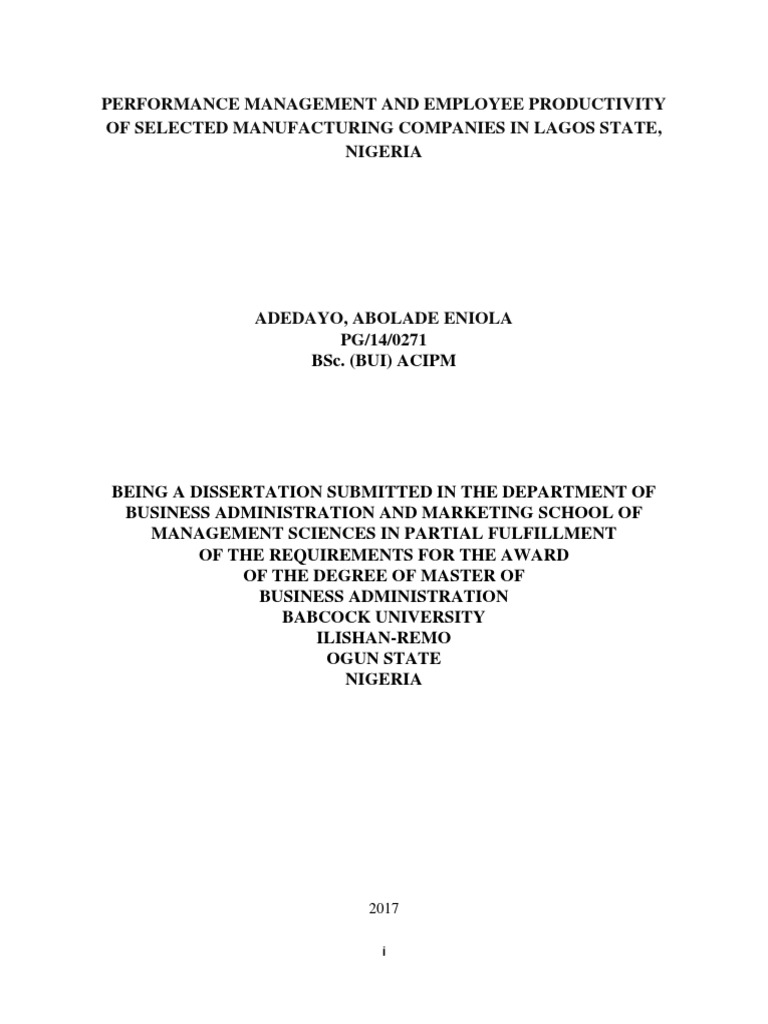 Performance Management and Employee Productivity of Selected