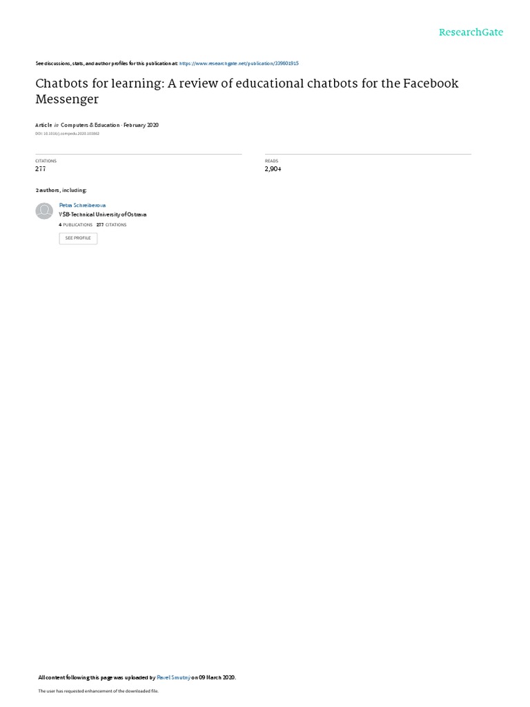 Educational Chatbots on Facebook Messenger | PDF | Computers