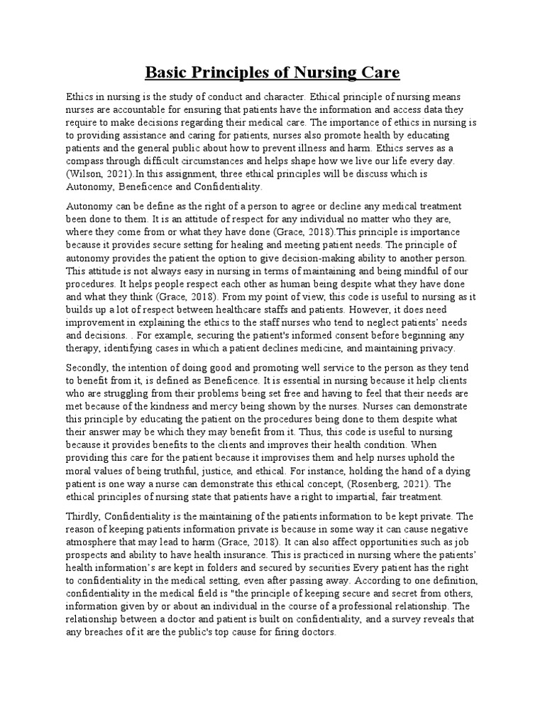What Are The Basic Principles Of Nursing Care