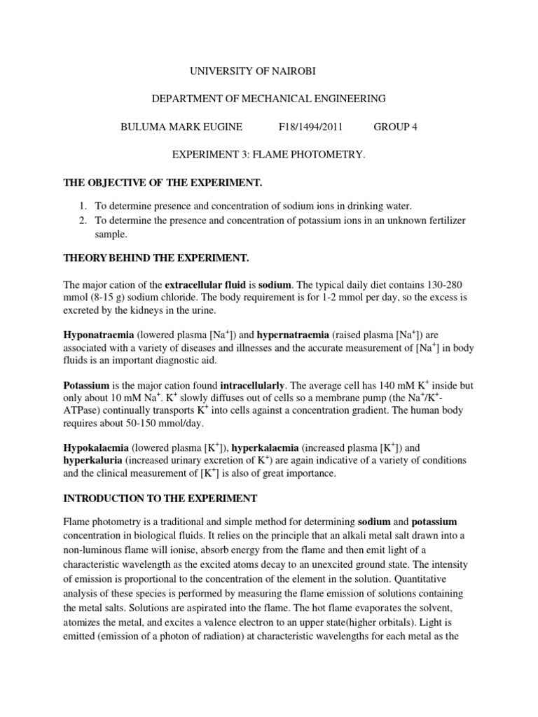 Determination of Sodium and Potassium Concentrations through Flame