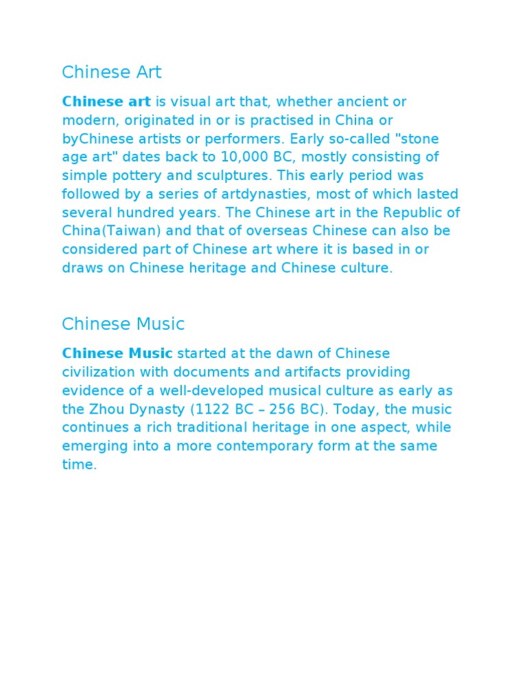 Overview of Chinese Art and Music | PDF