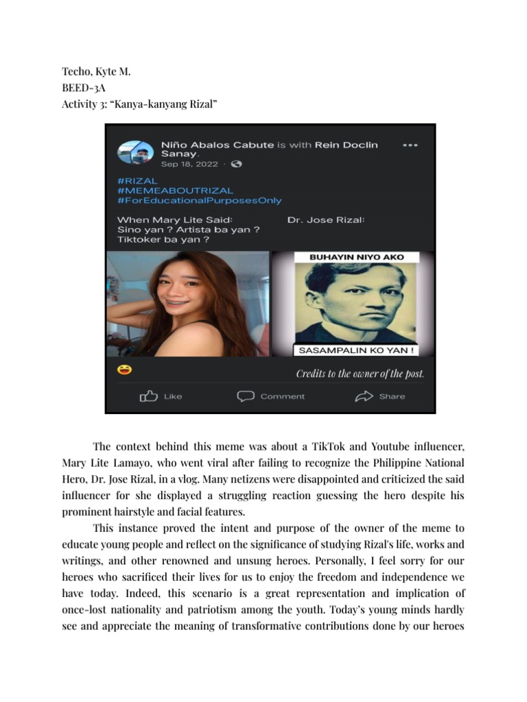 PrelimAct3 RizalMeme | PDF