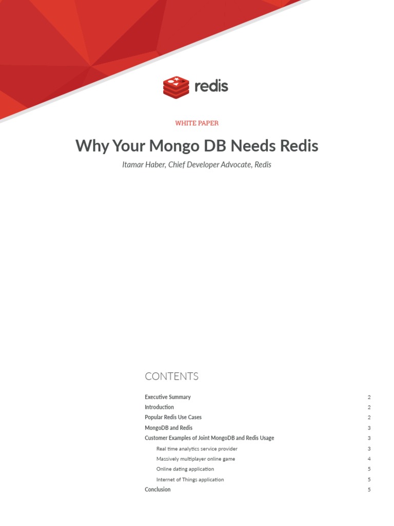 Redis Why MongoDB Needs Redis | PDF | Databases | No Sql