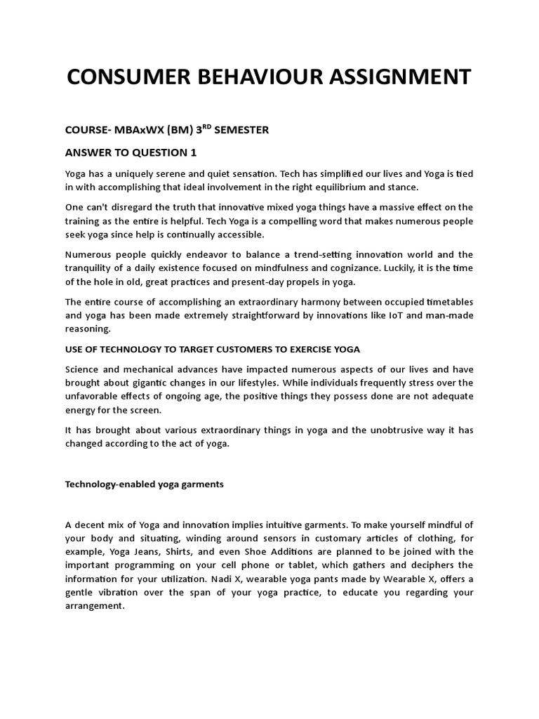 Consumer Behaviour Assignment Semester 3 | Download Free PDF ...