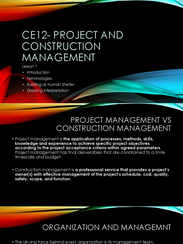 Project and Construction Management Overview | PDF | Project Management ...