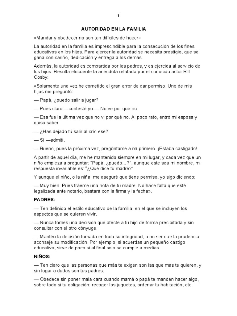 La Autoridad en La Familia | PDF