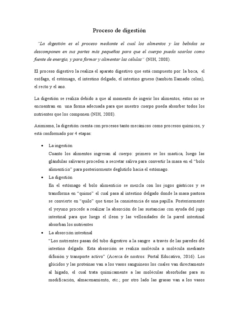 Proceso De Digestión Pdf