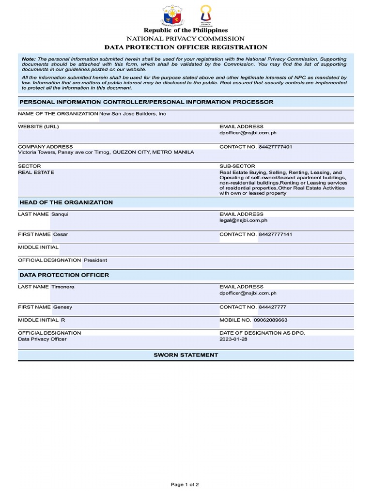DPOForm 2 | PDF