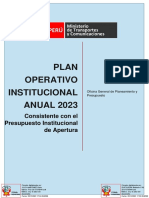 Plan Operativo Institucional ANUAL 2023: Consistente Con El Presupuesto Institucional de Apertura