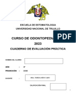 Curso de Odontopediatría I 2023: Cuaderno de Evaluación Práctica