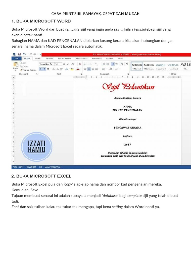 Cara Print Sijil Banyak Mudah Cepat | PDF