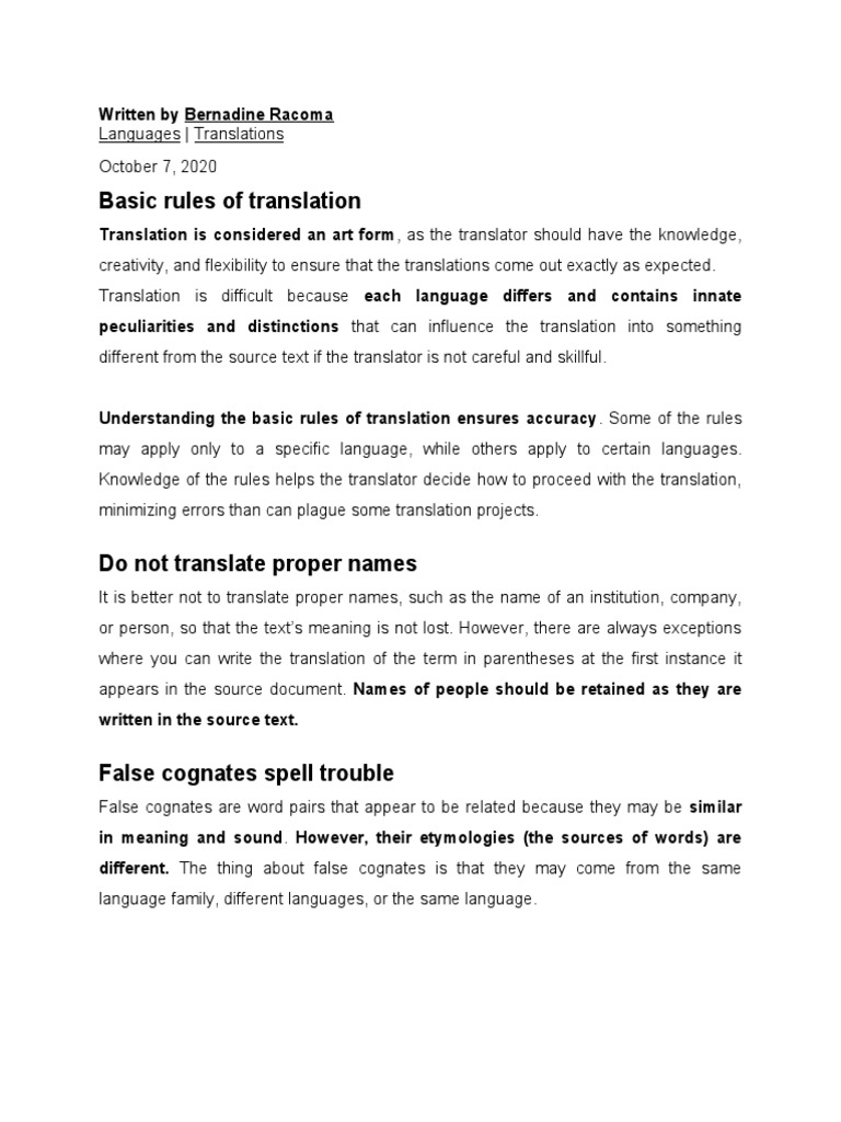 Basic Rules and Techniques of Translation | PDF | Translations | Idiom